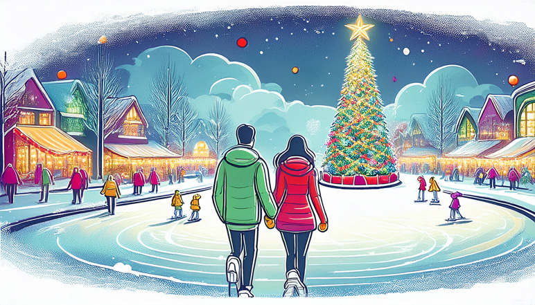 Writing using lights and Christmas decorations